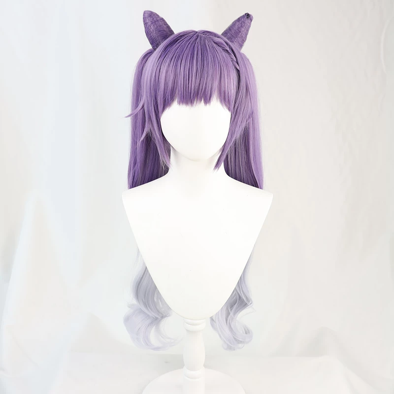 Purple 80cm Genshin Impact Keqing Tail Style Cosplay Wig 3 Purple 80cm Genshin Impact Keqing Tail Style Cosplay Wig