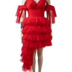 2021 TV The Suicide Squad Harley Quinn Red Dress Cosplay Costume Version 2
