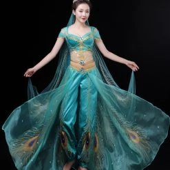 2020 Movie Aladdin Princess Jasmine Green Suit Cosplay Costume -Game Costumes Sales COS 009 02 139
