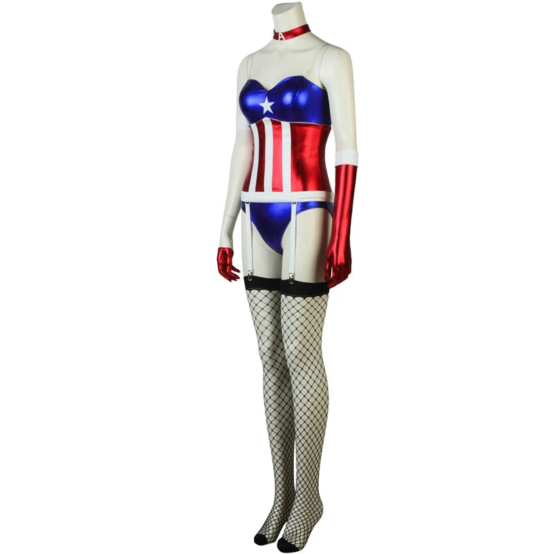 Captain America Sexy Girl Superhero Jumpsuit Cosplay Costume 4 Captain America Sexy Girl Superhero Jumpsuit Cosplay Costume - Image 2