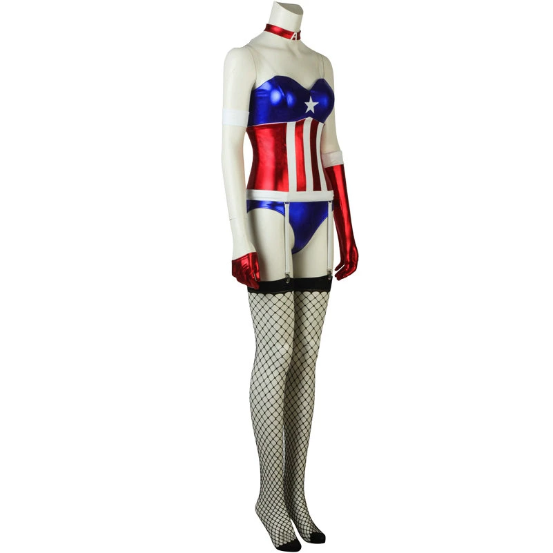 Captain America Sexy Girl Superhero Jumpsuit Cosplay Costume 5 Captain America Sexy Girl Superhero Jumpsuit Cosplay Costume - Image 3