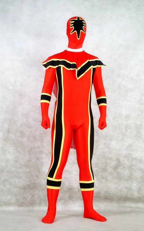 Red And Black Spandex Power Rangers Superhero Zentai Bodysuit Costume 3 Red And Black Spandex Power Rangers Superhero Zentai Bodysuit Costume
