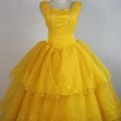2017 New Movie Beauty And The Beast Belle Princess Dress Cosplay Costume -Game Costumes Sales COS 029 04 21