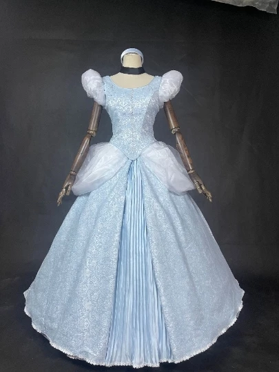 Disney Cinderella Princess Dress Blue Cosplay Costume 4 Disney Cinderella Princess Dress Blue Cosplay Costume - Image 2