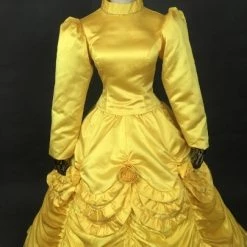 Disney Beauty And The Beast Princess Belle Yellow Suit Cosplay Costume With Cape -Game Costumes Sales COS 061 03 30