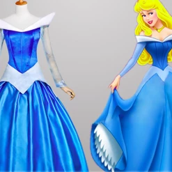 Sleeping Beauty Princess Aurora Blue Dress Cosplay Costume