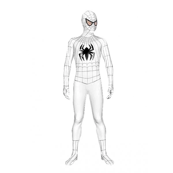 White Lycra Spandex Spiderman Zentai Suit With Black Spider 3 White Lycra Spandex Spiderman Zentai Suit With Black Spider